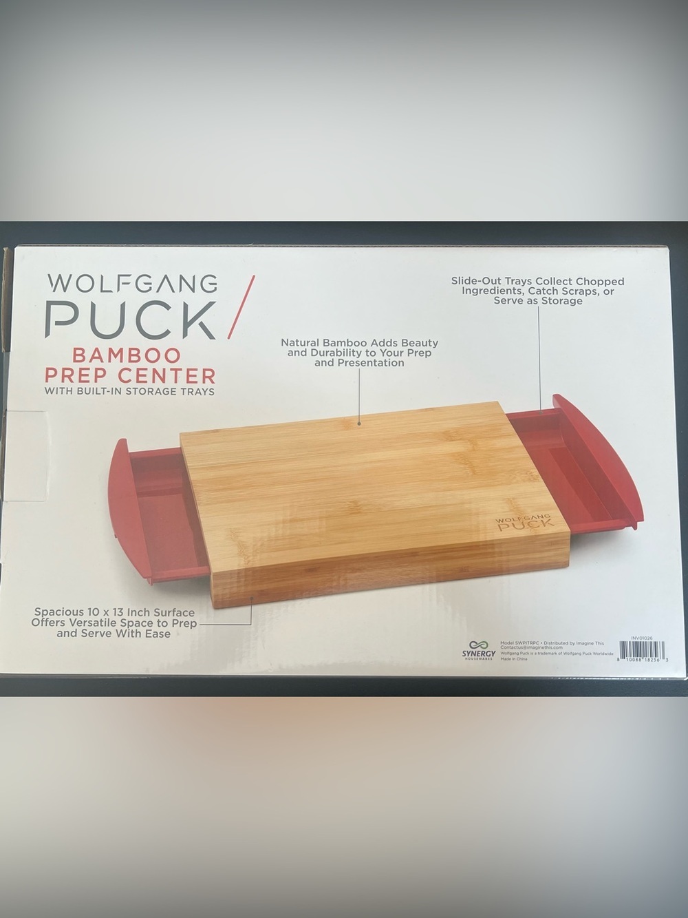 Wolfgang Puck Bamboo Prep Center Cutting Board w/ Storage Trays NIP - Picture 2 of 2